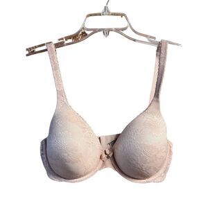 Victoria Secret Lined perfect Coverage Bra Sz 34D Beige